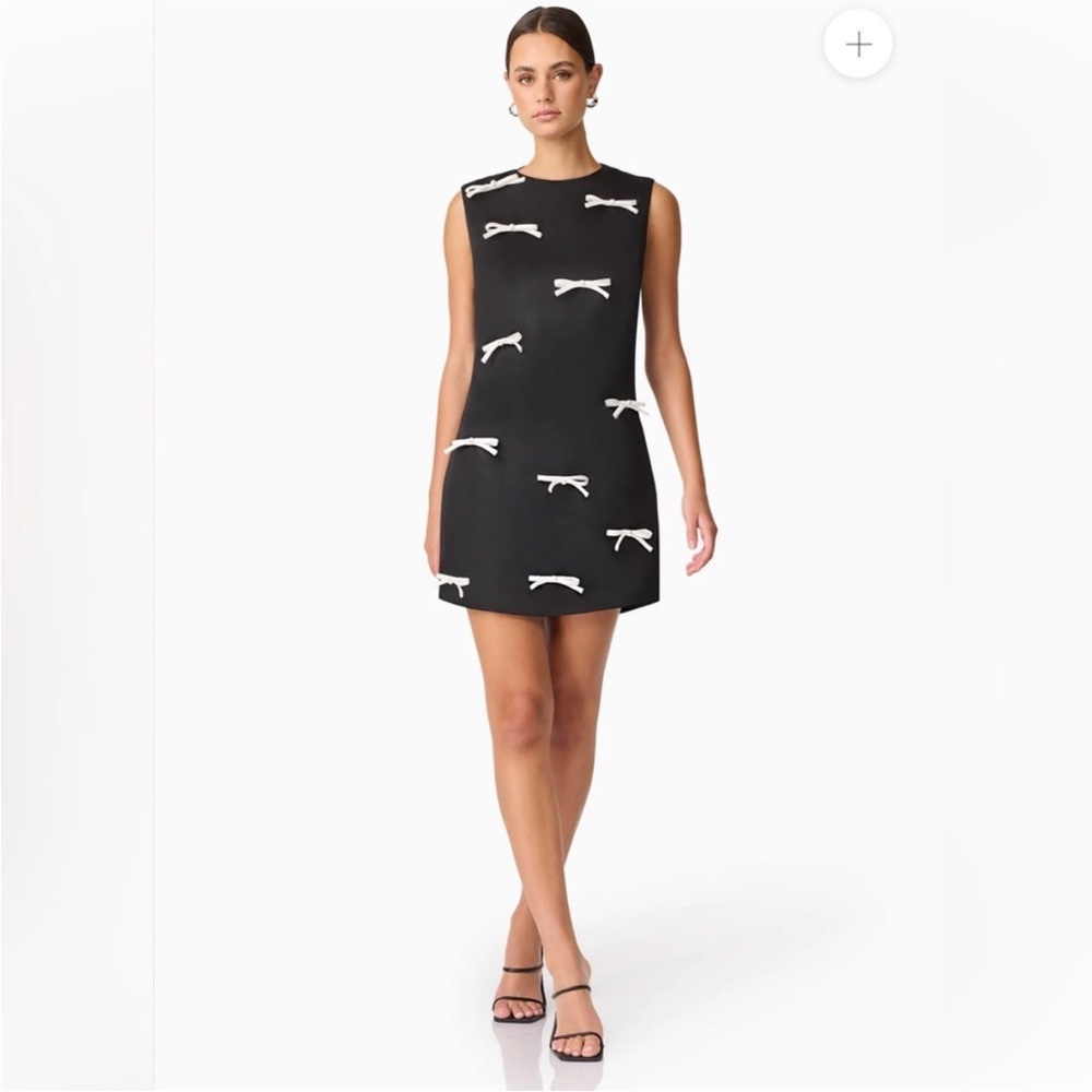 elliatt ursula black & white all over 3d mini bows shift mini dress size small